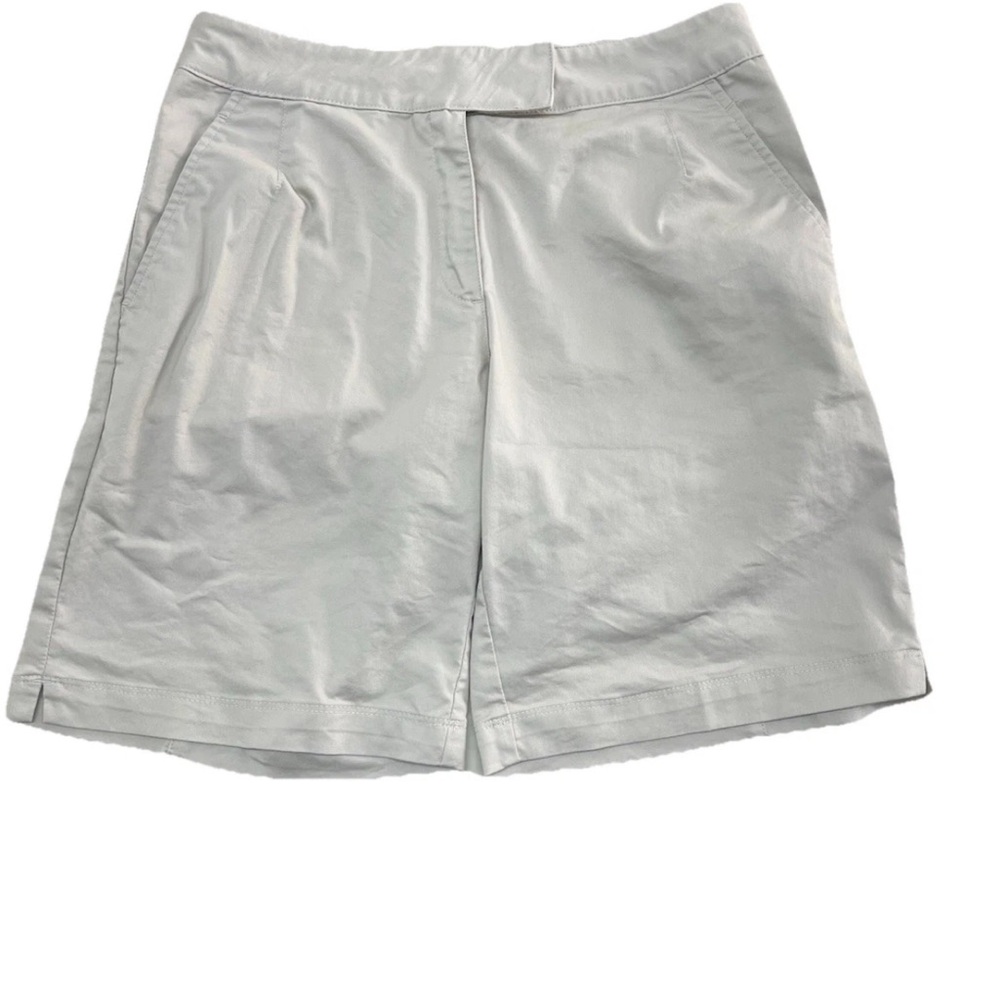 Nike Golf Shorts 6 Womens Beige Dri Fit Chino Swoosh Tailored Fit Performance